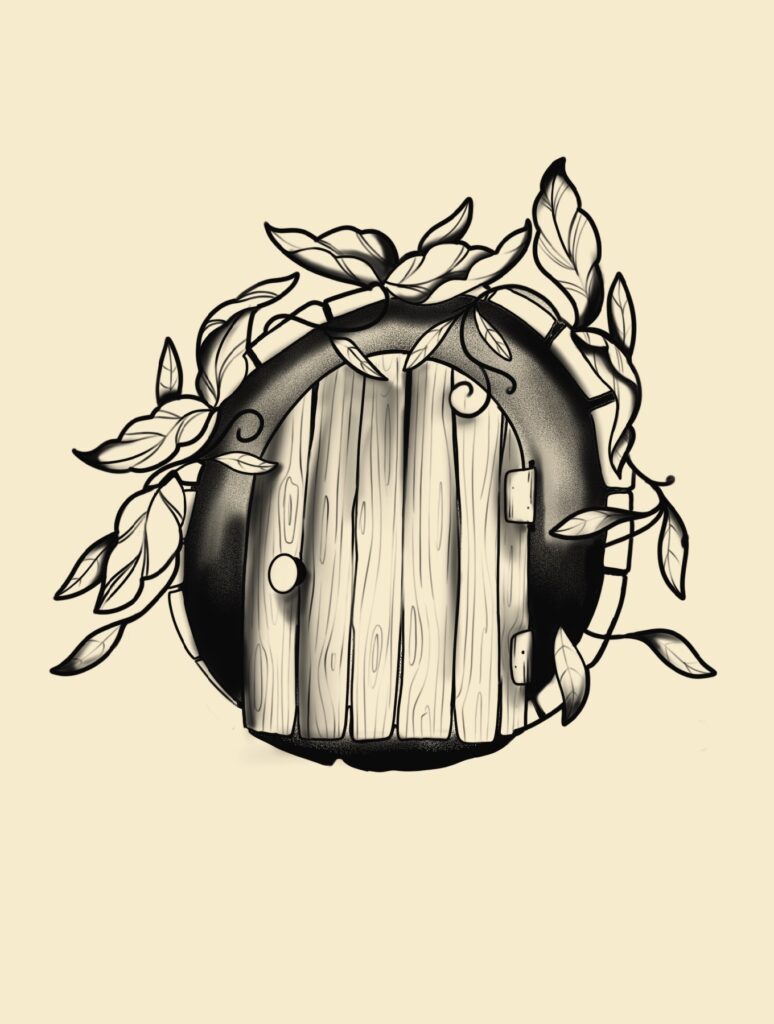 Illustrative fineline black and white flash tattoo created by tattoo artist in Manchester, CT and Tolland County Connecticut.